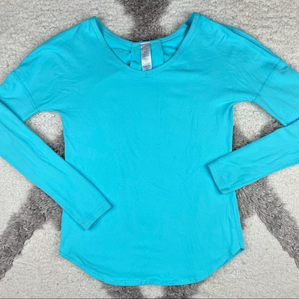 Kids Long Sleeve Tee in Bright Turquoise
